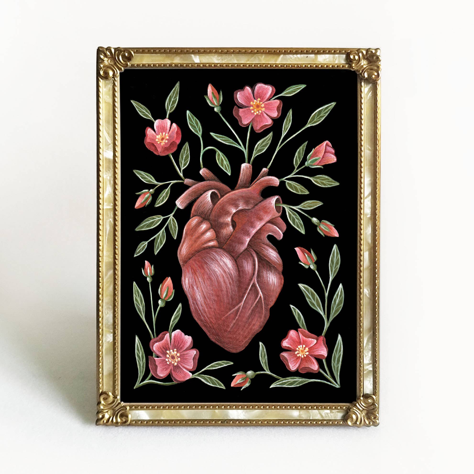 Heart Art Print Folk Decor: 5x7